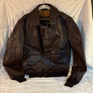 A-2 Flight Jacket in Brown Cowhide Leather. Men’s 38